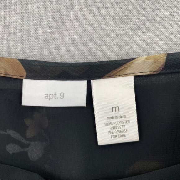 Y2K Vintage Apt. 9 Floral Skirt Womens M Black Gold Flared Ruffle Fairy Grunge - Picture 3 of 11